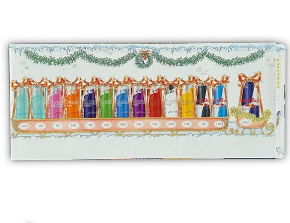 Red Bull RedBull Calendrier de l'Avent 2024, avec 24 canettes Redbull de 250 ml, différentes variétés