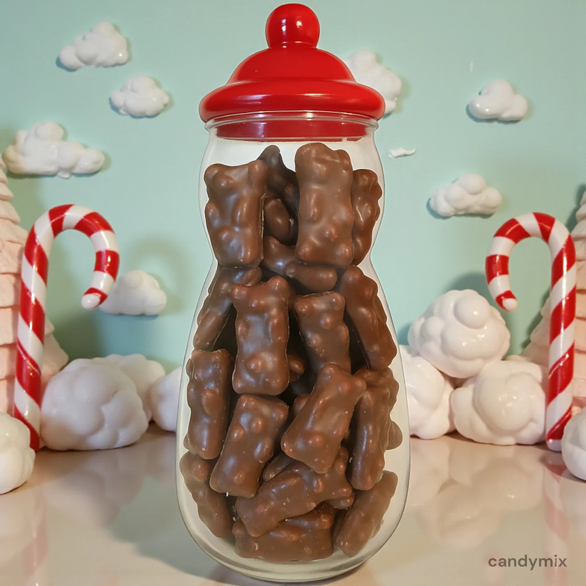 Bonbonnière Bonhomme de Neige Oursons Guimauves Chocolat Lait (300g)